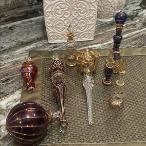 Elegant Egyptian handblown glass ornaments and perfume bottles.